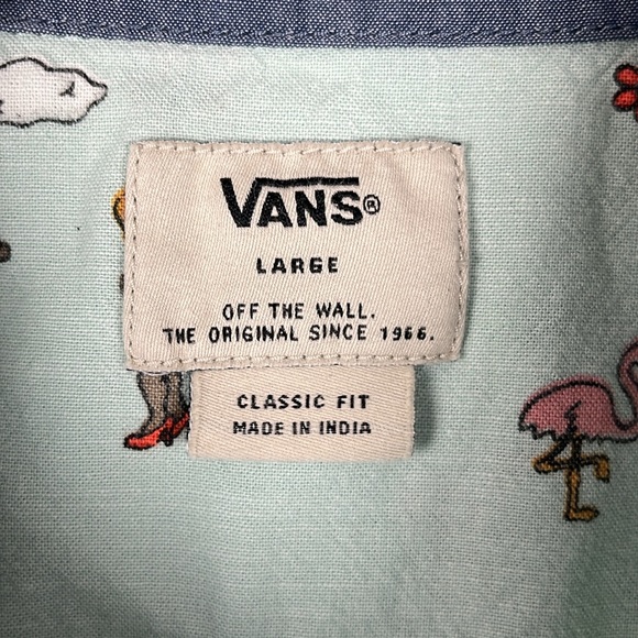 Vans Men's Aqua Green Button Down Short Sleeve Slim Fit Shirt. Size. Large - Picture 4 of 9